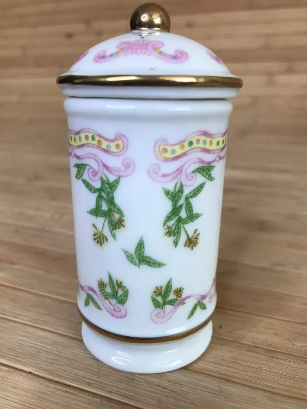 Lenox Fine Porcelain The Spice Carousel Clove Jar w/Lid Gold Fill Trim 1993